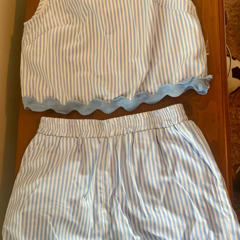 Entro Striped Sleeveless Top and Shorts Set